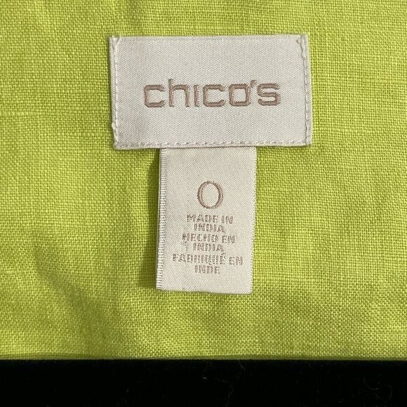 Chico's Roll Tab Sleeves with Buckle Drape Front Easy Linen Jacket Green XS/4 - Picture 3 of 6